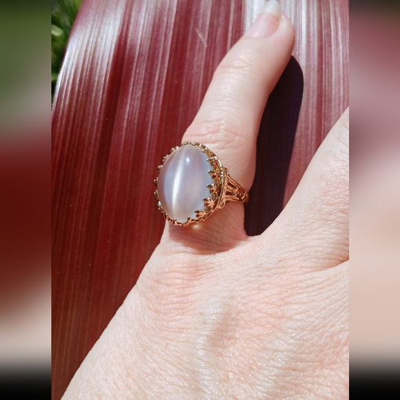 Unique, Gorgerous, Moonstone Antique Ring Sz 5. Gold plated over 925 SS - Picture 4 of 10